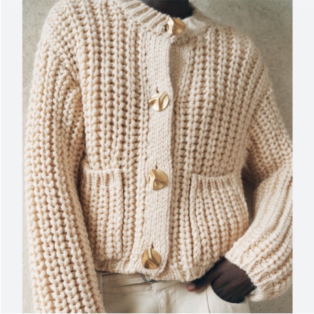 Zara Cream Chunky Knit Cardigan